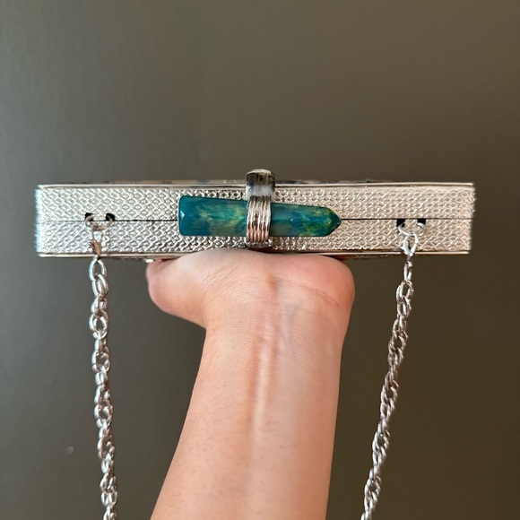 Elegant Abalone Clutch with Turquoise Accent